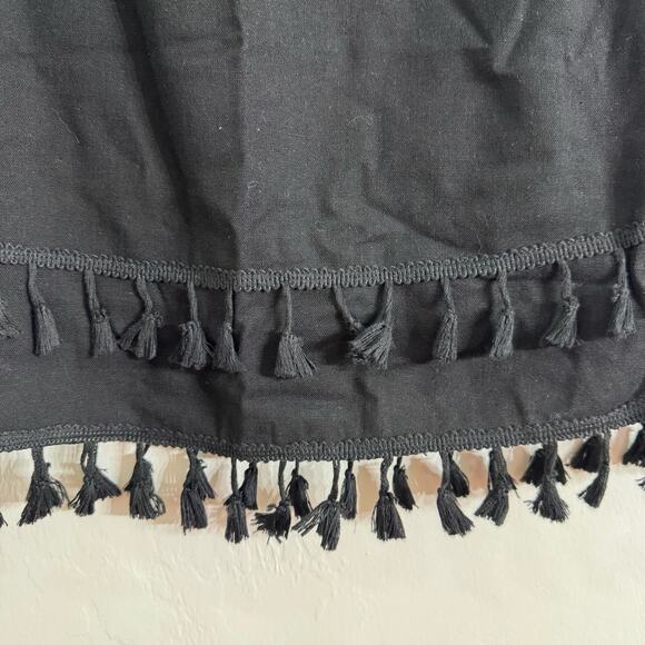 Black Tasseled Linen Blend Mini Skirt Size XS - Picture 3 of 8